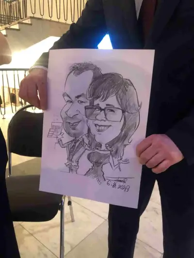 Karikatúra kreslená na plese v Nitre.