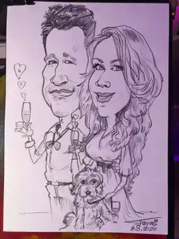 karikatura ženicha a nevesty,