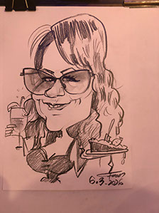 Detailná karikatúra hlavy dievčatka nakreslená naživo v Hoteli Permon na Podbanskom od Janka.