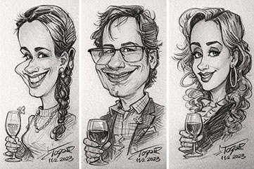 Karikaturista janko Torak kresli na firemnej akcii v Nitre.